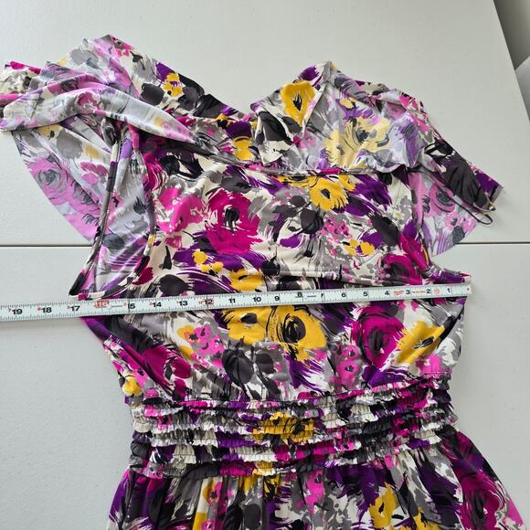 Elle Mini Dress Women's M Multi-Color Floral Stretch Ruffle Short Sleeve NWT - Picture 11 of 16